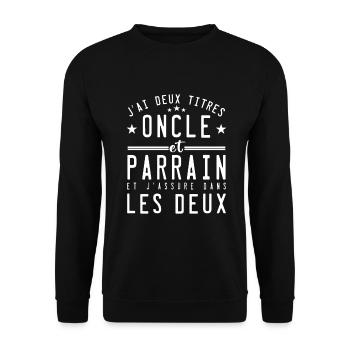J'ai deux titres oncle et parrain cadeau - Sweat-shirt Unisexe - noir - Devant - Alina (178cm) & Michal (187cm)