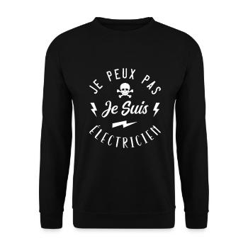 J'peux pas j'suis électricien - Sweat-shirt Unisexe - noir - Devant - Alina (178cm) & Michal (187cm)