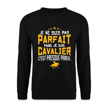 pas parfait mais cavalier - Sweat-shirt Unisexe - noir - Devant - Alina (178cm) & Michal (187cm)