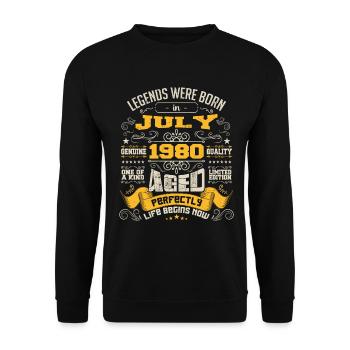 Legends wurden im Juli 1980 geboren | Perfekt gealtert - Unisex Pullover - Schwarz - Vorne - Alina (178cm) & Michal (187cm)