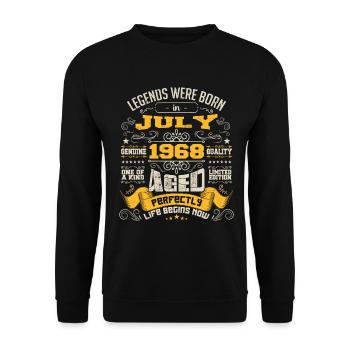Legends wurden im Juli 1968 geboren | Perfekt gealtert - Unisex Pullover - Schwarz - Vorne - Alina (178cm) & Michal (187cm)