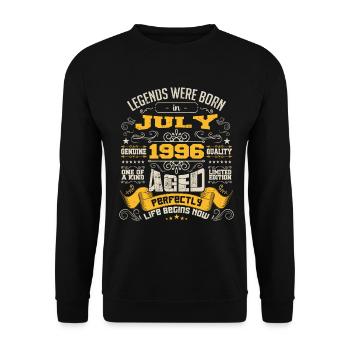 Legends were born in July 1996 | Aged Perfectly - Unisex Sweatshirt - black - Front - Alina (178cm) & Michal (187cm)