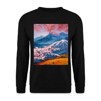 haruno japanische kirschblüten illustration japan - Unisex Pullover - Schwarz - Vorne - Alina (178cm) & Michal (187cm)