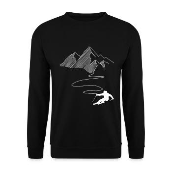 Montagne - Ligne sinueuse - Ski - (7) - Sweat-shirt Unisexe - noir - Devant - Alina (178cm) & Michal (187cm)