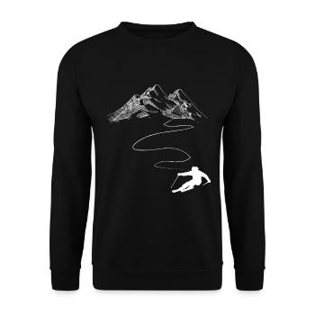 Montagne - Ligne sinueuse - Ski - (9) - Sweat-shirt Unisexe - noir - Devant - Alina (178cm) & Michal (187cm)
