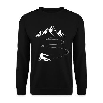 Montagne - Ligne sinueuse - Ski - (11) - Sweat-shirt Unisexe - noir - Devant - Alina (178cm) & Michal (187cm)