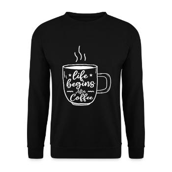 life begins after coffee - Sweat-shirt Unisexe - noir - Devant - Alina (178cm) & Michal (187cm)