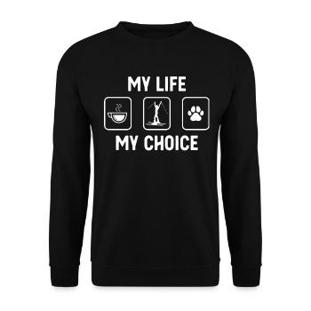 Mein Leben Meine Wahl - Hundepfote - Frauenskifahr - Unisex Pullover - Schwarz - Vorne - Alina (178cm) & Michal (187cm)