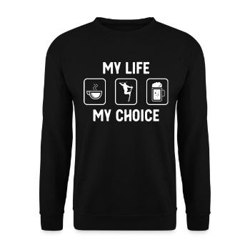 Mein Leben Meine Wahl - Bier - Skifahren - - Unisex Pullover - Schwarz - Vorne - Alina (178cm) & Michal (187cm)
