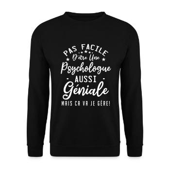 Psychologue - Sweat-shirt Unisexe - noir - Devant - Alina (178cm) & Michal (187cm)