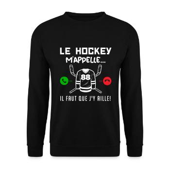 le hockey m'appelle il faut que j'y aille ! cadeau - Sweat-shirt Unisexe - noir - Devant - Alina (178cm) & Michal (187cm)