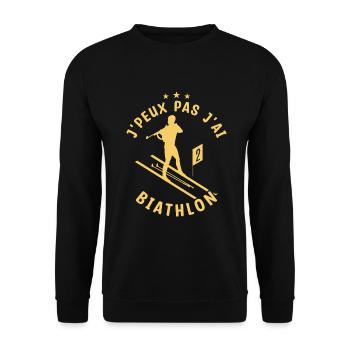 Je peux pas j'ai biathlon - Sweat-shirt Unisexe - noir - Devant - Alina (178cm) & Michal (187cm)