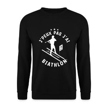 Je peux pas j'ai biathlon - Sweat-shirt Unisexe - noir - Devant - Alina (178cm) & Michal (187cm)