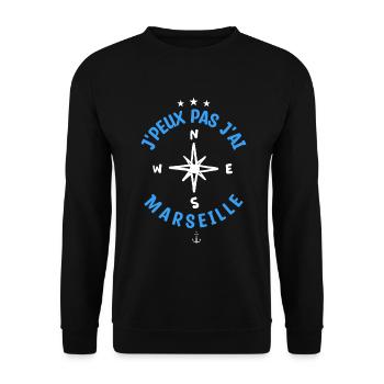 J'peux pas j'ai Marseille | cadeau - Sweat-shirt Unisexe - noir - Devant - Alina (178cm) & Michal (187cm)
