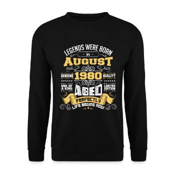 Legends wurden im August 1980 geboren | Perfekt gealtert - Unisex Pullover - Schwarz - Vorne - Alina (178cm) & Michal (187cm)