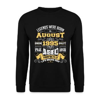 Legends wurden im August 1995 geboren | Perfekt gealtert - Unisex Pullover - Schwarz - Vorne - Alina (178cm) & Michal (187cm)