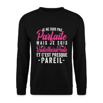 Je Ne Suis Pas Parfaite Mais Je Suis radiothérapeu - Sweat-shirt Unisexe - noir - Devant - Alina (178cm) & Michal (187cm)