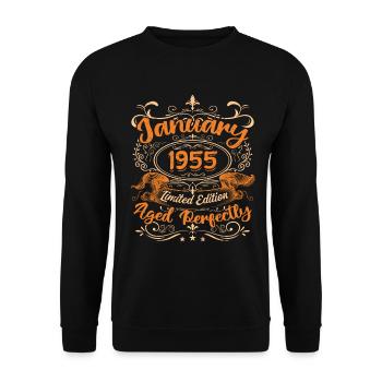 January 1955 | Aged Perfectly | Limited Edition - Unisex Sweatshirt - black - Front - Alina (178cm) & Michal (187cm)
