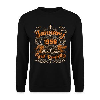 January 1958 | Aged Perfectly | Limited Edition - Unisex Sweatshirt - black - Front - Alina (178cm) & Michal (187cm)