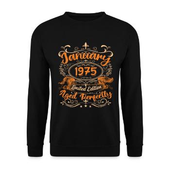 January 1975 | Aged Perfectly | Limited Edition - Unisex Sweatshirt - black - Front - Alina (178cm) & Michal (187cm)
