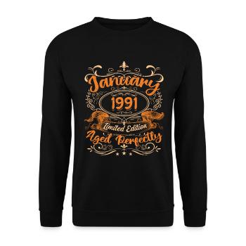 January 1991 | Aged Perfectly | Limited Edition - Unisex Sweatshirt - black - Front - Alina (178cm) & Michal (187cm)