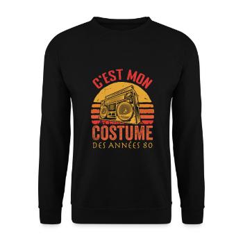 80er Jahre Disco Kostüm Outfit - Unisex Pullover - Schwarz - Vorne - Alina (178cm) & Michal (187cm)