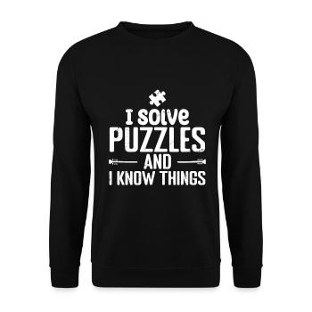 I solve Puzzles and I Know Things - Sweat-shirt Unisexe - noir - Devant - Alina (178cm) & Michal (187cm)