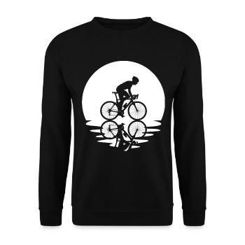 Circle and reflection - Man cycling - - Unisex Sweatshirt - black - Front - Alina (178cm) & Michal (187cm)