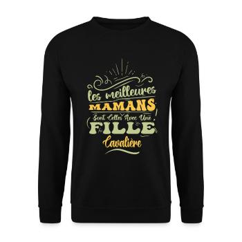 Meilleure Maman Avec Fille Cavalière - Sweat-shirt Unisexe - noir - Devant - Alina (178cm) & Michal (187cm)