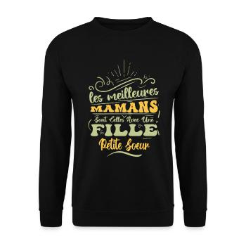 Meilleure Maman Avec Fille Petite_Soeur - Sweat-shirt Unisexe - noir - Devant - Alina (178cm) & Michal (187cm)