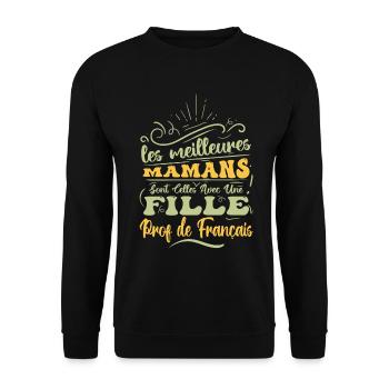 Meilleure Maman Avec Fille prof de français - Sweat-shirt Unisexe - noir - Devant - Alina (178cm) & Michal (187cm)