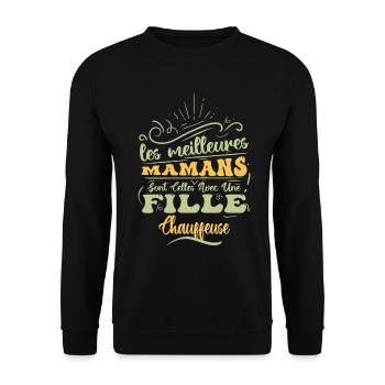 Meilleure Maman Avec Fille Chauffeuse - Sweat-shirt Unisexe - noir - Devant - Alina (178cm) & Michal (187cm)