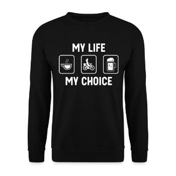 Mein Leben Meine Wahl - Bier - Weiblicher Radsport - Unisex Pullover - Schwarz - Vorne - Alina (178cm) & Michal (187cm)