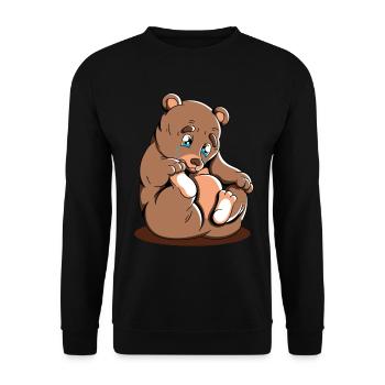 Cute Bear Cuddly Toy Hug Stuffed Animal Love - Unisex Sweatshirt - black - Front - Alina (178cm) & Michal (187cm)