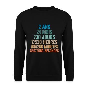 2 Ans Anniversaire - cadeau d'anniversaire - Sweat-shirt Unisexe - noir - Devant - Alina (178cm) & Michal (187cm)