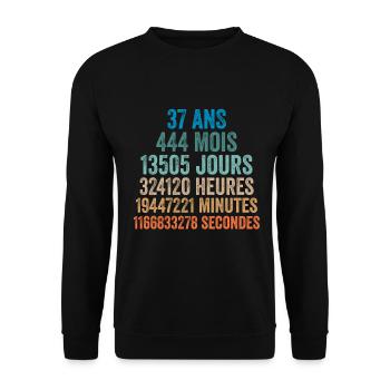 37 Ans Anniversaire - cadeau d'anniversaire - Sweat-shirt Unisexe - noir - Devant - Alina (178cm) & Michal (187cm)