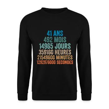 41 Ans Anniversaire - cadeau d'anniversaire - Sweat-shirt Unisexe - noir - Devant - Alina (178cm) & Michal (187cm)