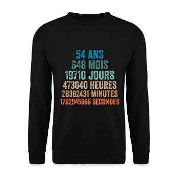 54 Ans Anniversaire - cadeau d'anniversaire - Sweat-shirt Unisexe - noir - Devant - Alina (178cm) & Michal (187cm)
