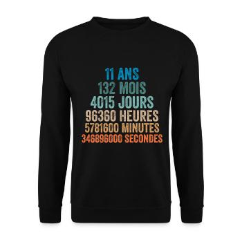 11 Ans Anniversaire - cadeau d'anniversaire - Sweat-shirt Unisexe - noir - Devant - Alina (178cm) & Michal (187cm)