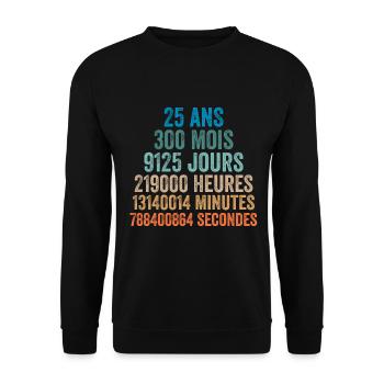 25 Ans Anniversaire - cadeau d'anniversaire - Sweat-shirt Unisexe - noir - Devant - Alina (178cm) & Michal (187cm)