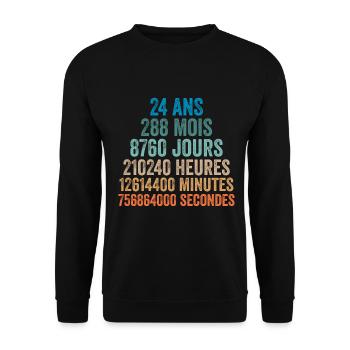 24 Ans Anniversaire - cadeau d'anniversaire - Sweat-shirt Unisexe - noir - Devant - Alina (178cm) & Michal (187cm)
