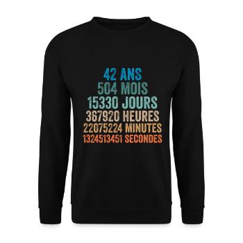 42 Ans Anniversaire - cadeau d'anniversaire - Sweat-shirt Unisexe - noir - Devant - Alina (178cm) & Michal (187cm)