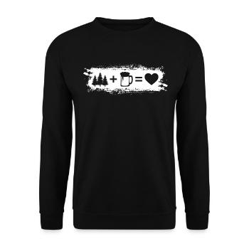 Grunge-Rechteck - Herz - Bier - Bäume - - Unisex Pullover - Schwarz - Vorne - Alina (178cm) & Michal (187cm)