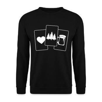 Herz - Bier - Bäume - - Unisex Pullover - Schwarz - Vorne - Alina (178cm) & Michal (187cm)