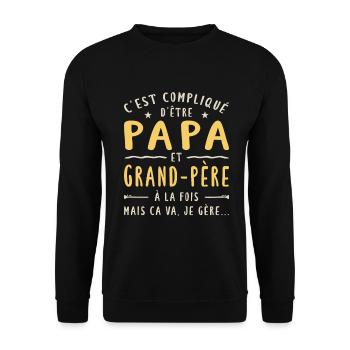 C'est Compliqué D'être Papa Et Grand-Père - Sweat-shirt Unisexe - noir - Devant - Alina (178cm) & Michal (187cm)