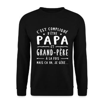 C'est Compliqué D'être Papa Et Grand-Père - Sweat-shirt Unisexe - noir - Devant - Alina (178cm) & Michal (187cm)