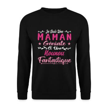 Une Maman Géniale Et Une Nounou Fantastique - Sweat-shirt Unisexe - noir - Devant - Alina (178cm) & Michal (187cm)