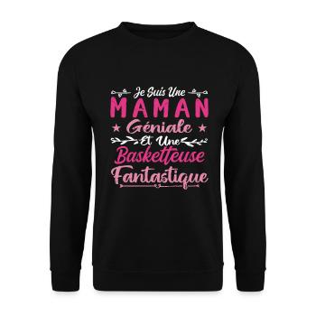 Une Maman Géniale Et Une Basketteuse Fantastique - Sweat-shirt Unisexe - noir - Devant - Alina (178cm) & Michal (187cm)