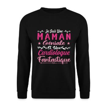 Une Maman Géniale Et Une Cardiologue Fantastique - Sweat-shirt Unisexe - noir - Devant - Alina (178cm) & Michal (187cm)