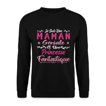 Une Maman Géniale Et Une Princesse Fantastique - Sweat-shirt Unisexe - noir - Devant - Alina (178cm) & Michal (187cm)